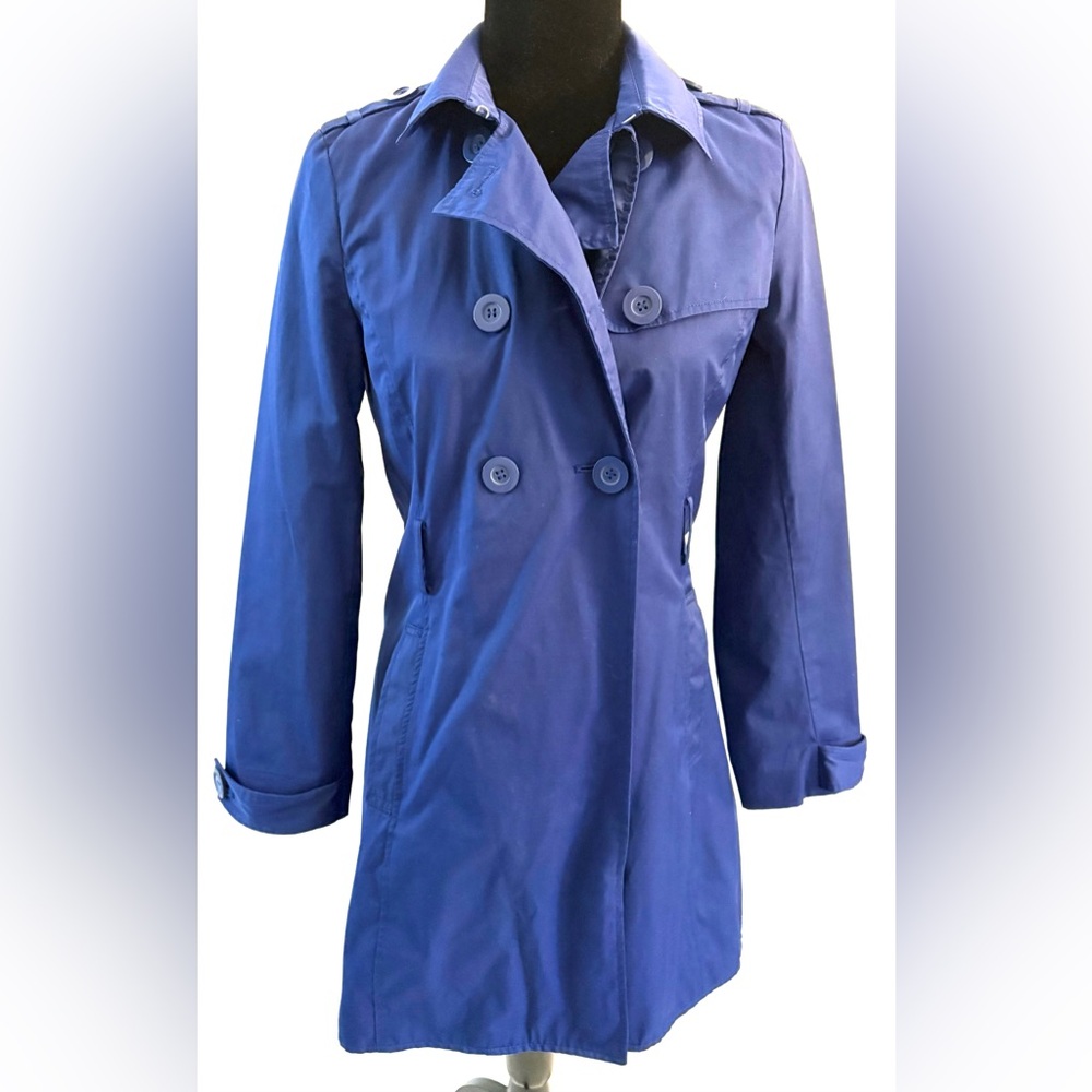 Kenneth Cole Reaction Royal Blue Double Breasted Trench Coat